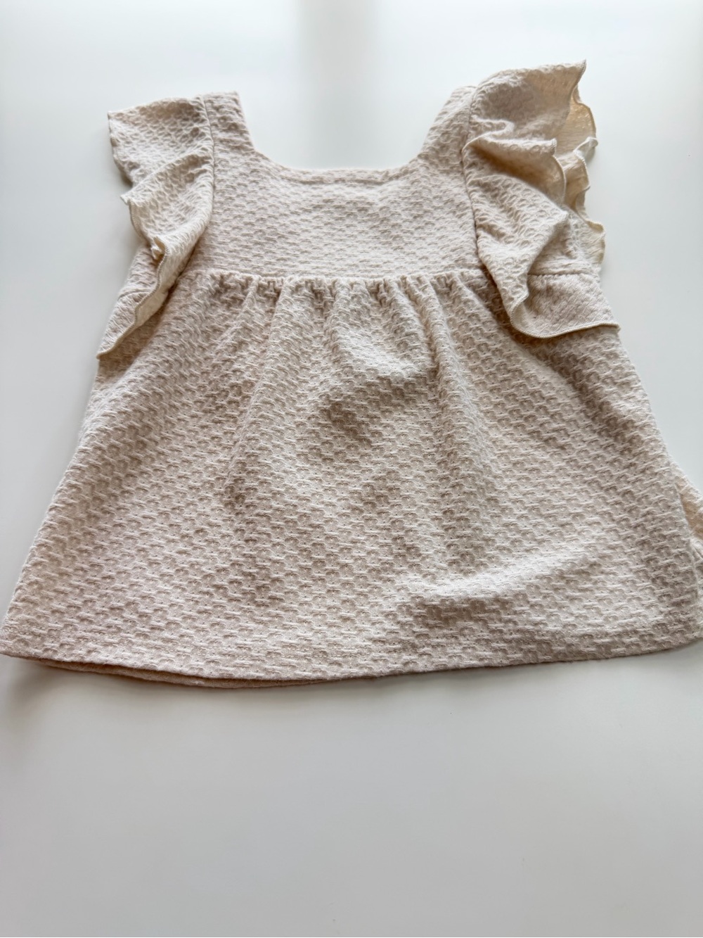 Girls Cream Ruffle Sleeve Top & Shorts Matching Set - Picture 2 of 8